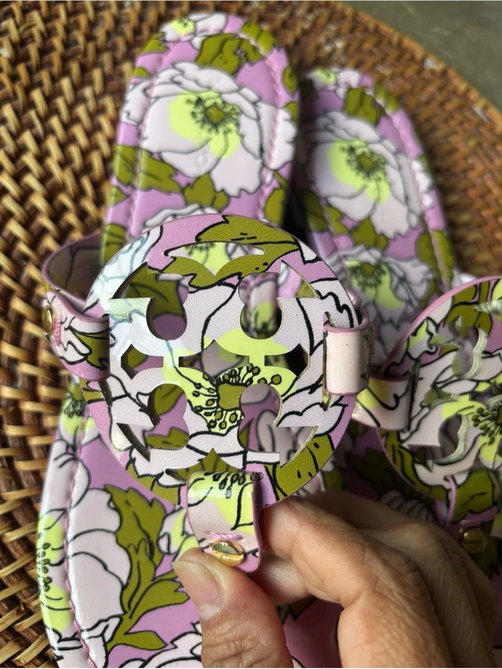 Tory Burch Miller Printed Patent Floral Leather Size 7.5